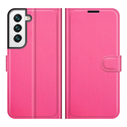 For Samsung S22 Litchi Texture Horizontal Flip Protective Case with Holder & Card Slots & Wallet(Rose Red)-garmade.com