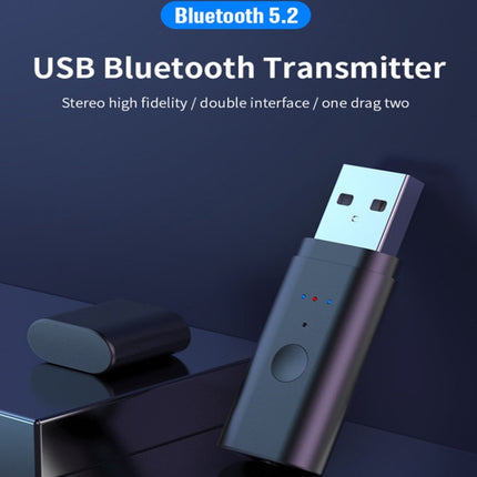 TX35 Bluetooth 5.2 Transmitter One Drag Two USB / AUX Dual Output-garmade.com