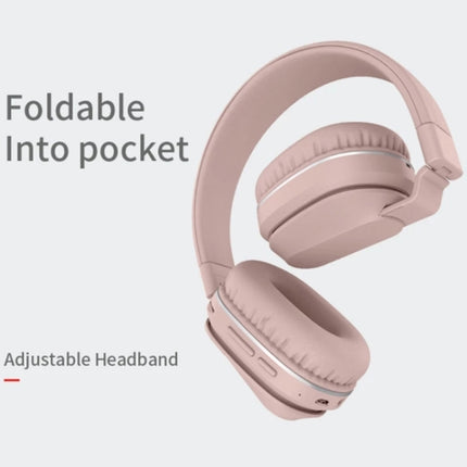 P2 Foldable Stereo Bluetooth Wireless Headset Built-in Mic for PC / Cell Phones(Pink)-garmade.com