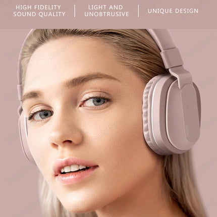 P2 Foldable Stereo Bluetooth Wireless Headset Built-in Mic for PC / Cell Phones(Pink)-garmade.com