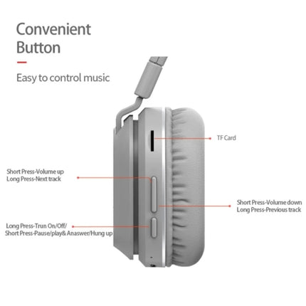 P2 Foldable Stereo Bluetooth Wireless Headset Built-in Mic for PC / Cell Phones(White)-garmade.com