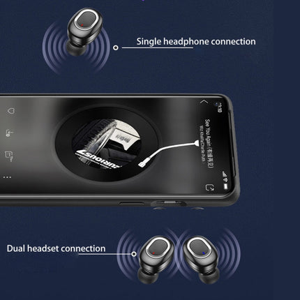 T&G TG909 TWS In-Ear Mini Dual Channel Stereo Bluetooth Earphones with LED Display(Black Silver)-garmade.com