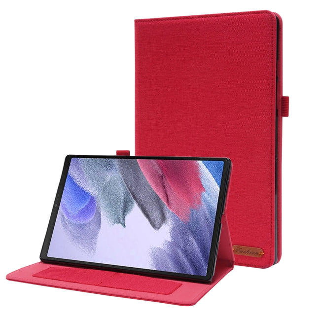 For Samsung Galaxy Tab A8 10.5 2021 Horizontal Flip Fabric PU Leather Tablet Case with Card Slots & Holder(Red)-garmade.com
