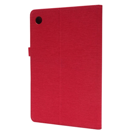 For Samsung Galaxy Tab A8 10.5 2021 Horizontal Flip Fabric PU Leather Tablet Case with Card Slots & Holder(Red)-garmade.com