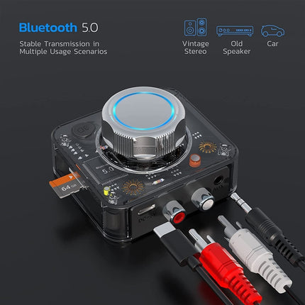 C39 Bluetooth 5.0 Receiver RCA to 3.5mm Wireless Audio Converter Support TF Card-garmade.com