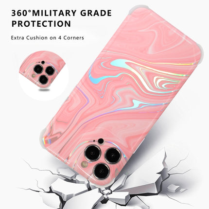 Laser Marble TPU Phone Case For iPhone 13 Pro(Pink)-garmade.com