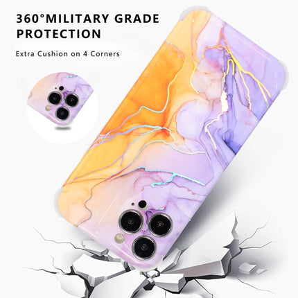 Laser Marble TPU Phone Case For iPhone 13 Pro(Purple)-garmade.com