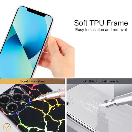 Laser Marble TPU Phone Case For iPhone 13 Pro(Black)-garmade.com