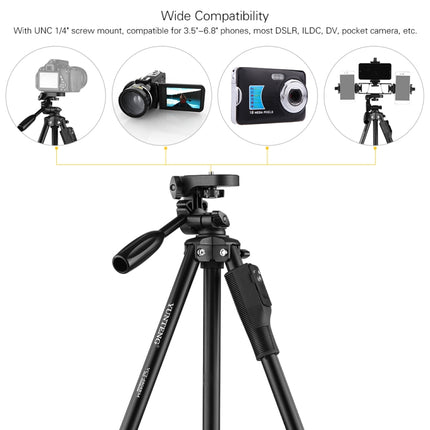 YUNTENG VCT-6808 Multi-Phone Bracket Tripod Mount with Ball Head and Remote Control-garmade.com