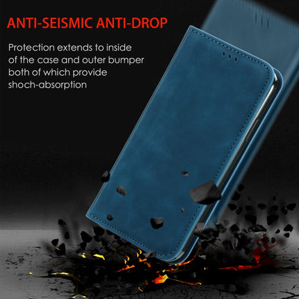 For Samsung Galaxy S22+ 5G Retro Skin Feel Magnetic Horizontal Flip Leather Case with Holder & Card Slots & Wallet & Photo Frame(Blue)-garmade.com