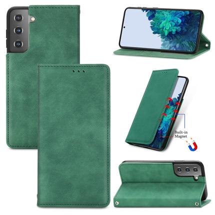 For Samsung Galaxy S22+ 5G Retro Skin Feel Magnetic Horizontal Flip Leather Case with Holder & Card Slots & Wallet & Photo Frame(Green)-garmade.com