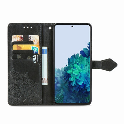 For Samsung Galaxy S22+ 5G Mandala Flower Embossed Horizontal Flip Leather Case with Holder & Card Slots & Wallet & Lanyard(Black)-garmade.com