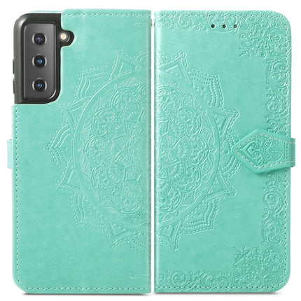 For Samsung Galaxy S22+ 5G Mandala Flower Embossed Horizontal Flip Leather Case with Holder & Card Slots & Wallet & Lanyard(Green)-garmade.com