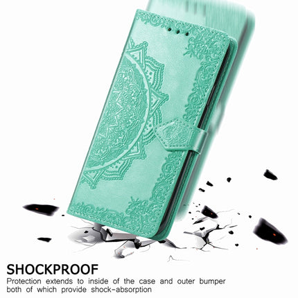 For Samsung Galaxy S22+ 5G Mandala Flower Embossed Horizontal Flip Leather Case with Holder & Card Slots & Wallet & Lanyard(Green)-garmade.com