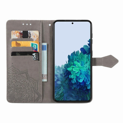 For Samsung Galaxy S22+ 5G Mandala Flower Embossed Horizontal Flip Leather Case with Holder & Card Slots & Wallet & Lanyard(Gray)-garmade.com