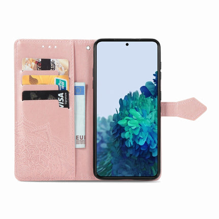 For Samsung Galaxy S22+ 5G Mandala Flower Embossed Horizontal Flip Leather Case with Holder & Card Slots & Wallet & Lanyard(Rose Gold)-garmade.com