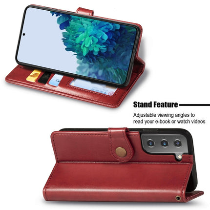 For Samsung Galaxy S22 5G Solid Color Leather Buckle Phone Case(Red)-garmade.com