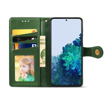 For Samsung Galaxy S22 5G Solid Color Leather Buckle Phone Case(Green)-garmade.com