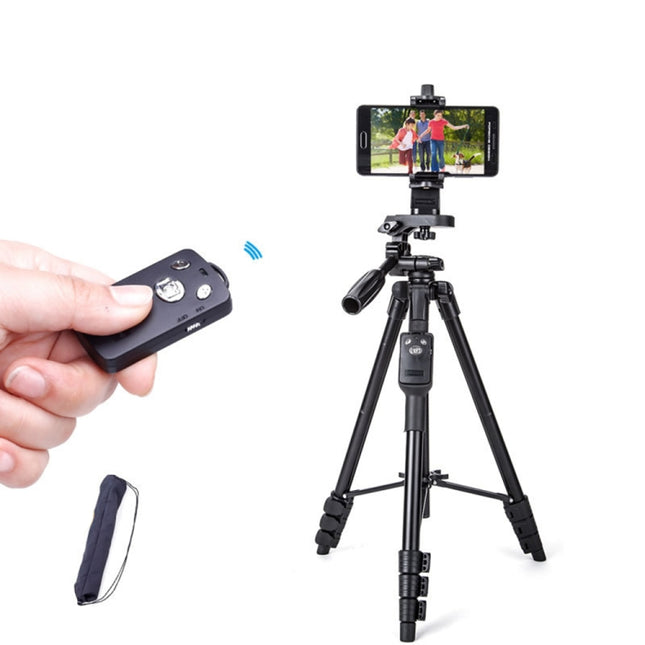 YUNTENG VCT-5218 Aluminum Tripod Mount with Bluetooth Remote Control & 3-Way Head & Phone Clamp-garmade.com