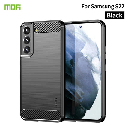 For Samsung Galaxy S22 5G MOFI Gentleness Series Brushed Texture Carbon Fiber Soft TPU Case(Black)-garmade.com
