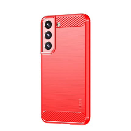 For Samsung Galaxy S22+ 5G MOFI Gentleness Series Brushed Texture Carbon Fiber Soft TPU Case(Red)-garmade.com