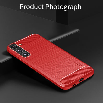 For Samsung Galaxy S22+ 5G MOFI Gentleness Series Brushed Texture Carbon Fiber Soft TPU Case(Red)-garmade.com