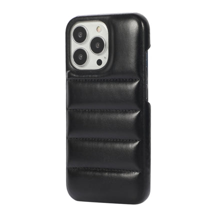 Thick Down Jacket Soft PU Phone Case For iPhone 13 (Black)-garmade.com