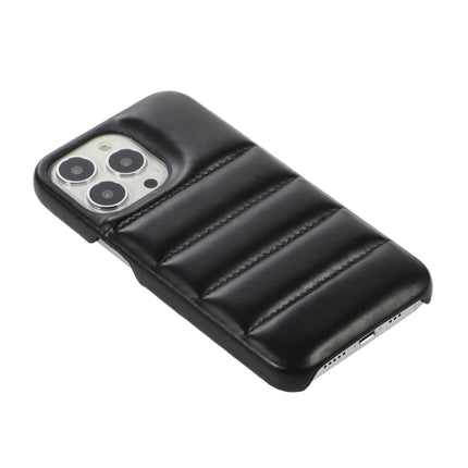Thick Down Jacket Soft PU Phone Case For iPhone 13 (Black)-garmade.com