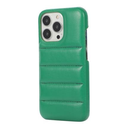 Thick Down Jacket Soft PU Phone Case For iPhone 13 (Dark Green)-garmade.com