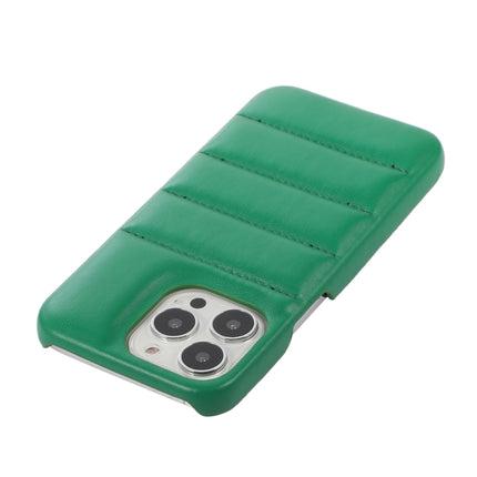 Thick Down Jacket Soft PU Phone Case For iPhone 13 (Dark Green)-garmade.com