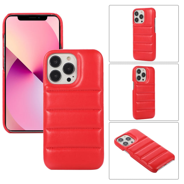 Thick Down Jacket Soft PU Phone Case For iPhone 13 (Red)-garmade.com