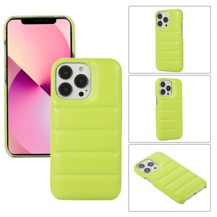 Thick Down Jacket Soft PU Phone Case For iPhone 13 (Light Green)-garmade.com