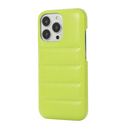 Thick Down Jacket Soft PU Phone Case For iPhone 13 (Light Green)-garmade.com