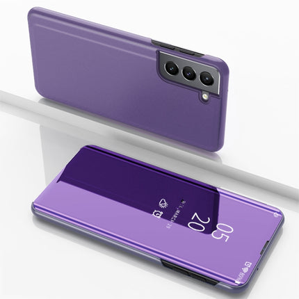 For Samsung Galaxy S22 Plus 5G Plated Mirror Horizontal Flip Leather Case with Holder(Purple Blue)-garmade.com