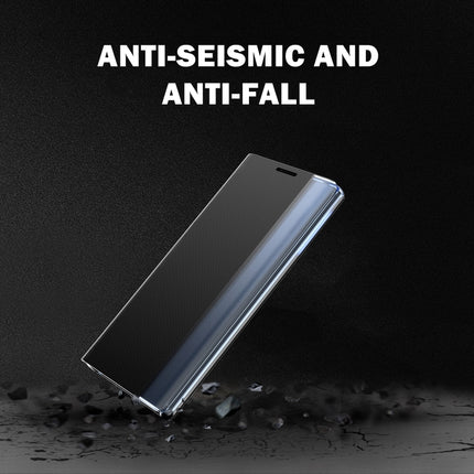 For Samsung Galaxy S22 5G Side Display Magnetic Flip Plain Cloth + PC Case with Holder & Sleep / Wake-up Function(Sky Blue)-garmade.com
