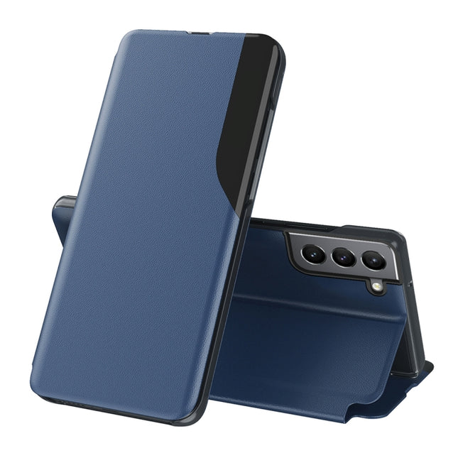 For Samsung Galaxy S22 5G Attraction Flip Holder Leather Phone Case(Blue)-garmade.com