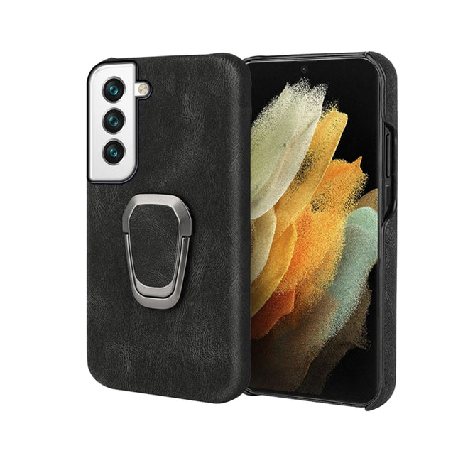Ring Holder PU Phone Case For Samsung Galaxy S22 5G(Black)-garmade.com