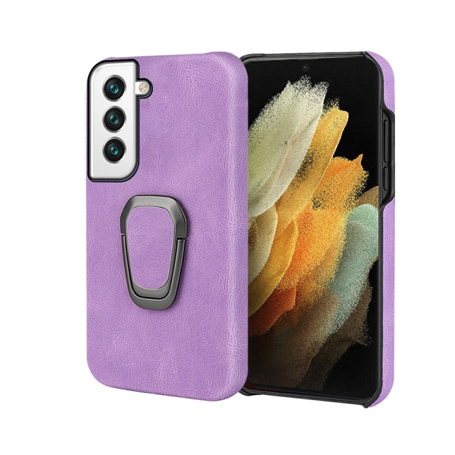 Ring Holder PU Phone Case For Samsung Galaxy S22 5G(Purple)-garmade.com