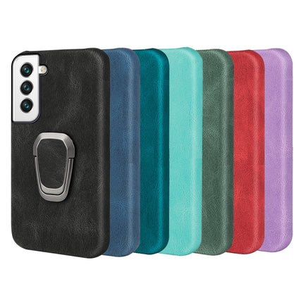 Ring Holder PU Phone Case For Samsung Galaxy S22 5G(Cyan)-garmade.com