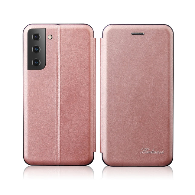 For Samsung Galaxy S22 5G Retro Texture Magnetic Card Holder Leather Case(Rose Gold)-garmade.com
