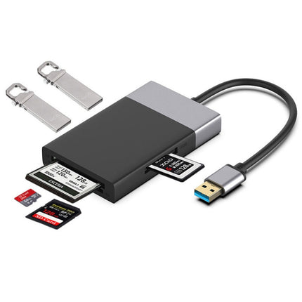 6-in-1 USB 3.0 to USB3.0 x 2+CF Card+TF Card+SD Card+XQD Card HUB Adapter-garmade.com