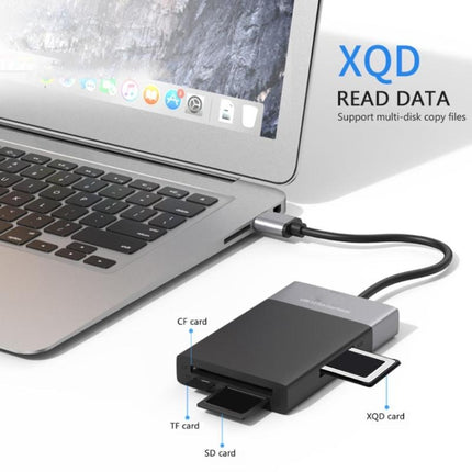 6-in-1 USB 3.0 to USB3.0 x 2+CF Card+TF Card+SD Card+XQD Card HUB Adapter-garmade.com