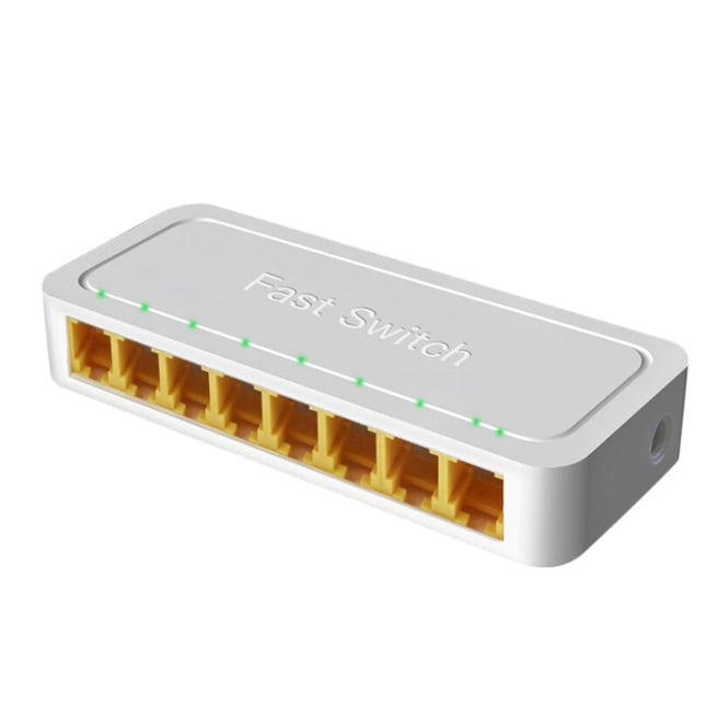 8-Ports 100M RJ45 Mini Switch Home Plug-and-Play Bypass Unmanaged Network Splitter for Bedroom Network Monitoring-garmade.com