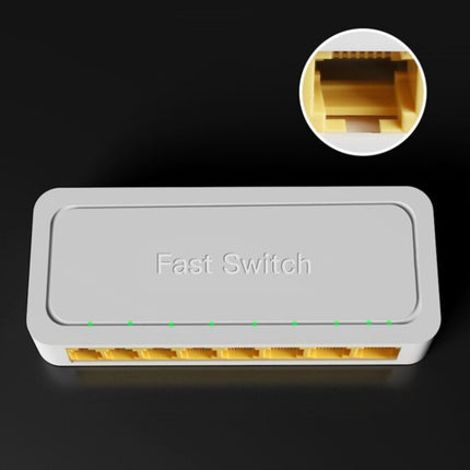 8-Ports 100M RJ45 Mini Switch Home Plug-and-Play Bypass Unmanaged Network Splitter for Bedroom Network Monitoring-garmade.com