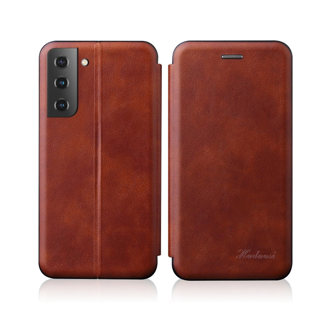 For Samsung Galaxy S22+ 5G Retro Texture Magnetic Leather Case(Brown)-garmade.com