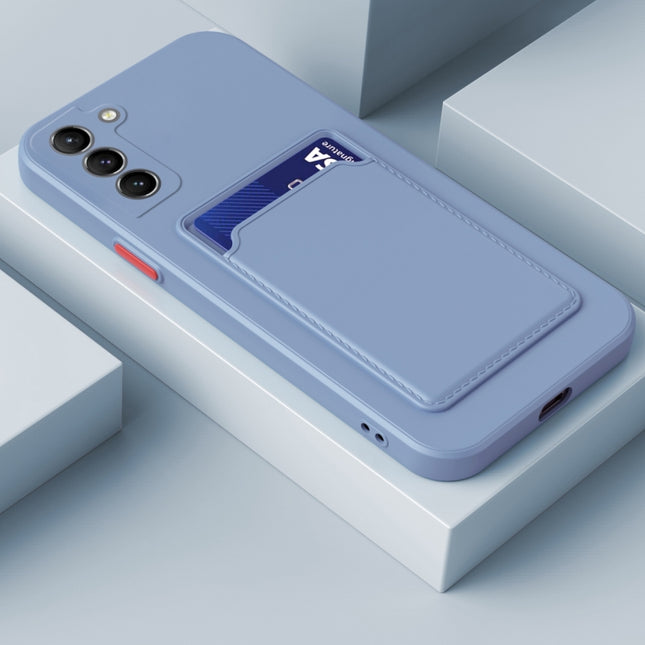 For Samsung Galaxy S22 5G Skin Feel Card Contrast Color Button TPU Phone Case(Grey)-garmade.com