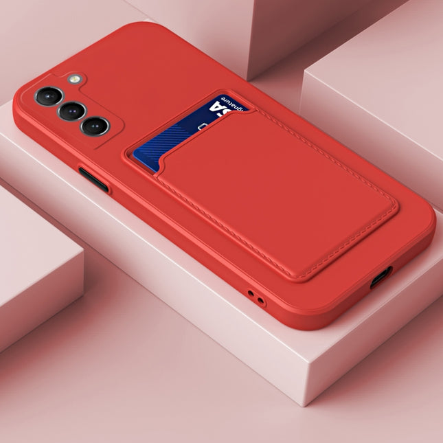 For Samsung Galaxy S22 5G Skin Feel Card Contrast Color Button TPU Phone Case(Red)-garmade.com