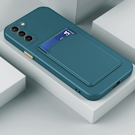 For Samsung Galaxy S22 5G Skin Feel Card Contrast Color Button TPU Phone Case(Dark Green)-garmade.com