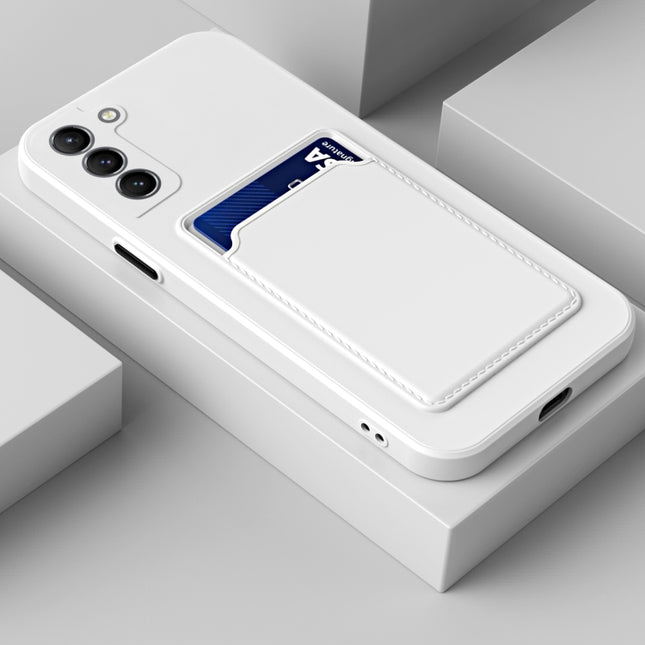 For Samsung Galaxy S22 5G Skin Feel Card Contrast Color Button TPU Phone Case(White)-garmade.com