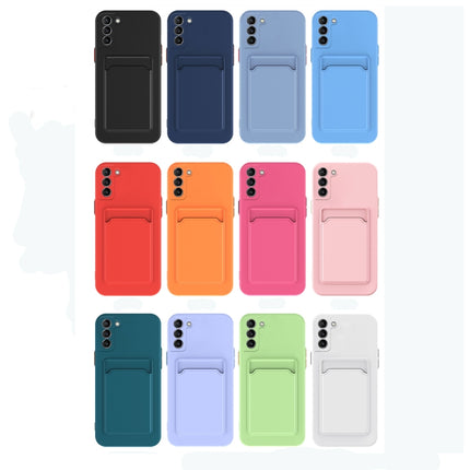 For Samsung Galaxy S22 5G Skin Feel Card Contrast Color Button TPU Phone Case(Dark Green)-garmade.com